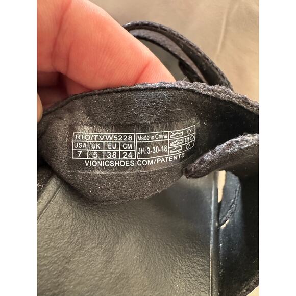 Vionic Black Textured Slide Sandals Orthotic Support Size 7 - Picture 8 of 8